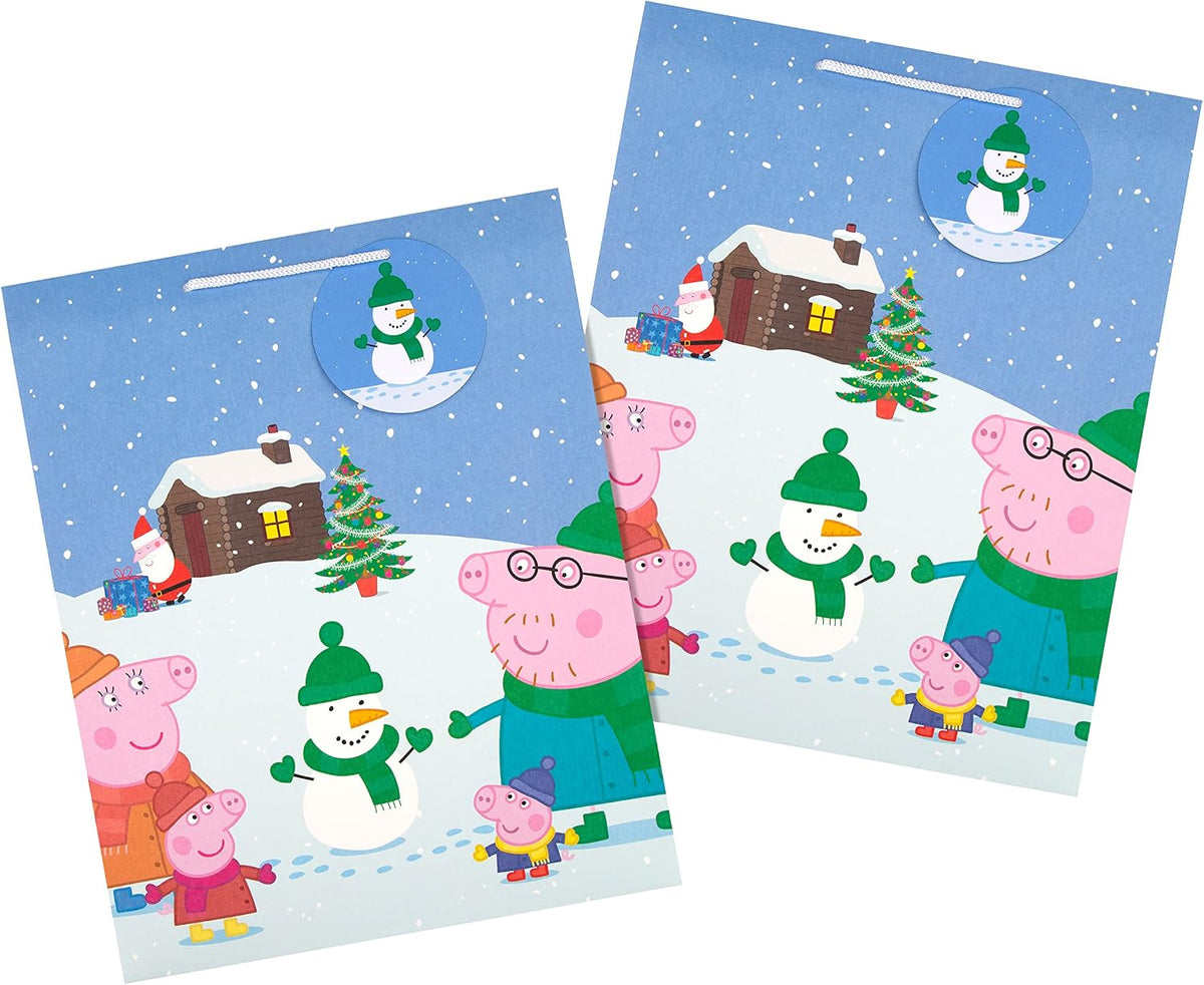 Peppa Pig Design Pack of 2 Large Christmas Gift Bags