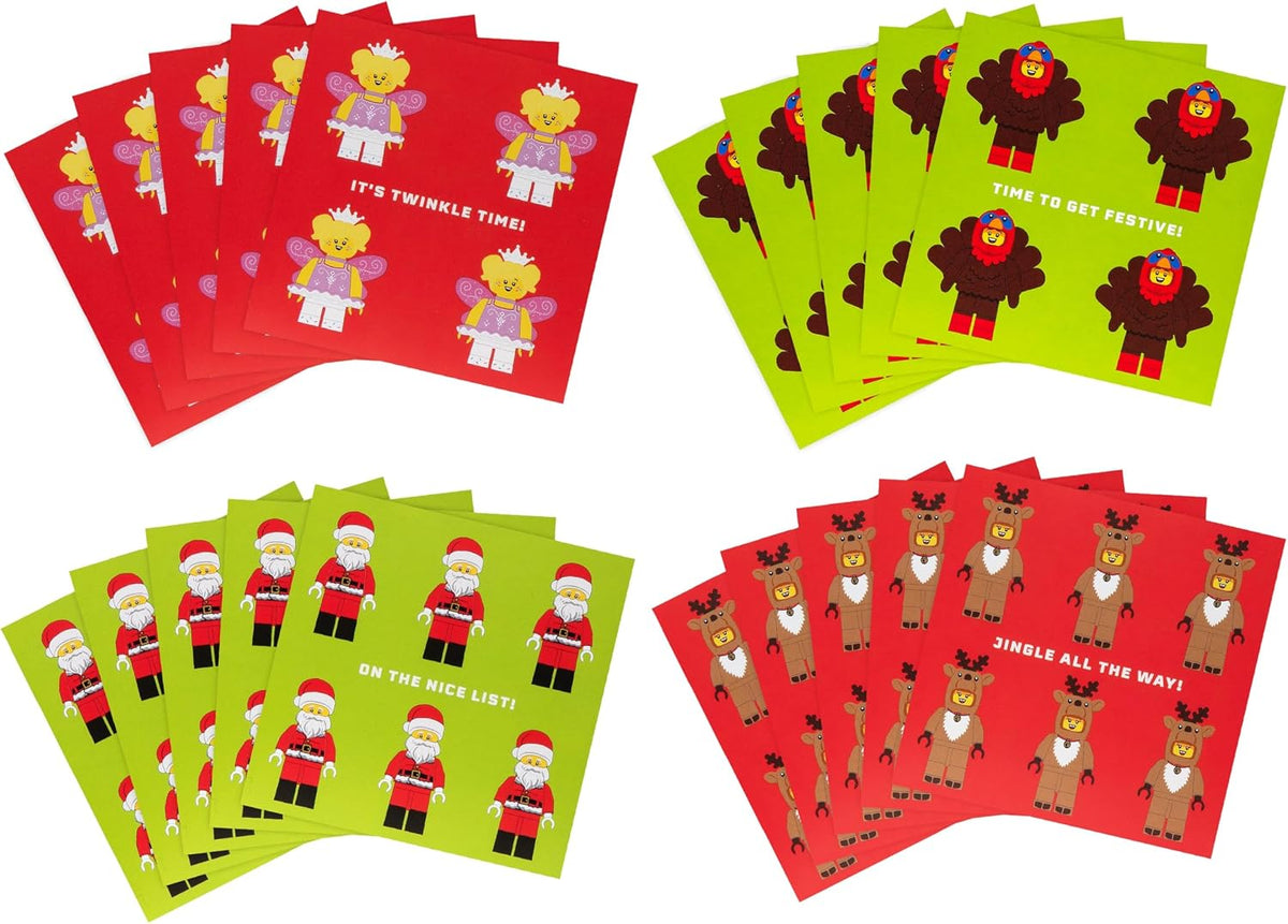 Lego Classroom 20 Cards, 4 Designs Children Multipack Christmas Cards