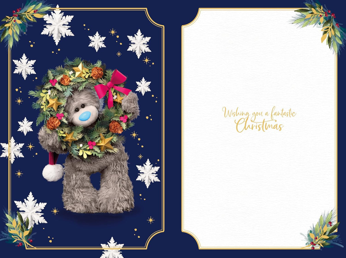 Bear Holding A Wreath Friend 3D Christmas Keepsake Card