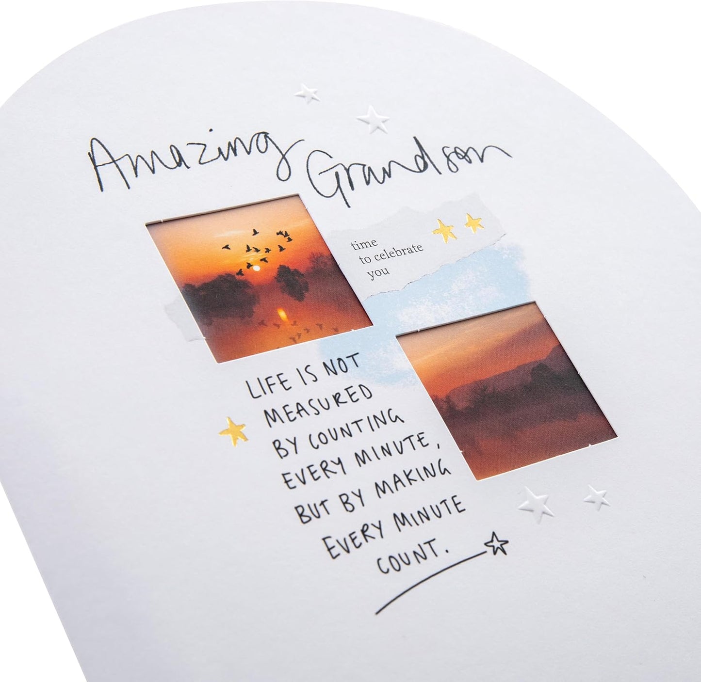 Heartfelt Verse Foil Stars Design Grandson Birthday Card