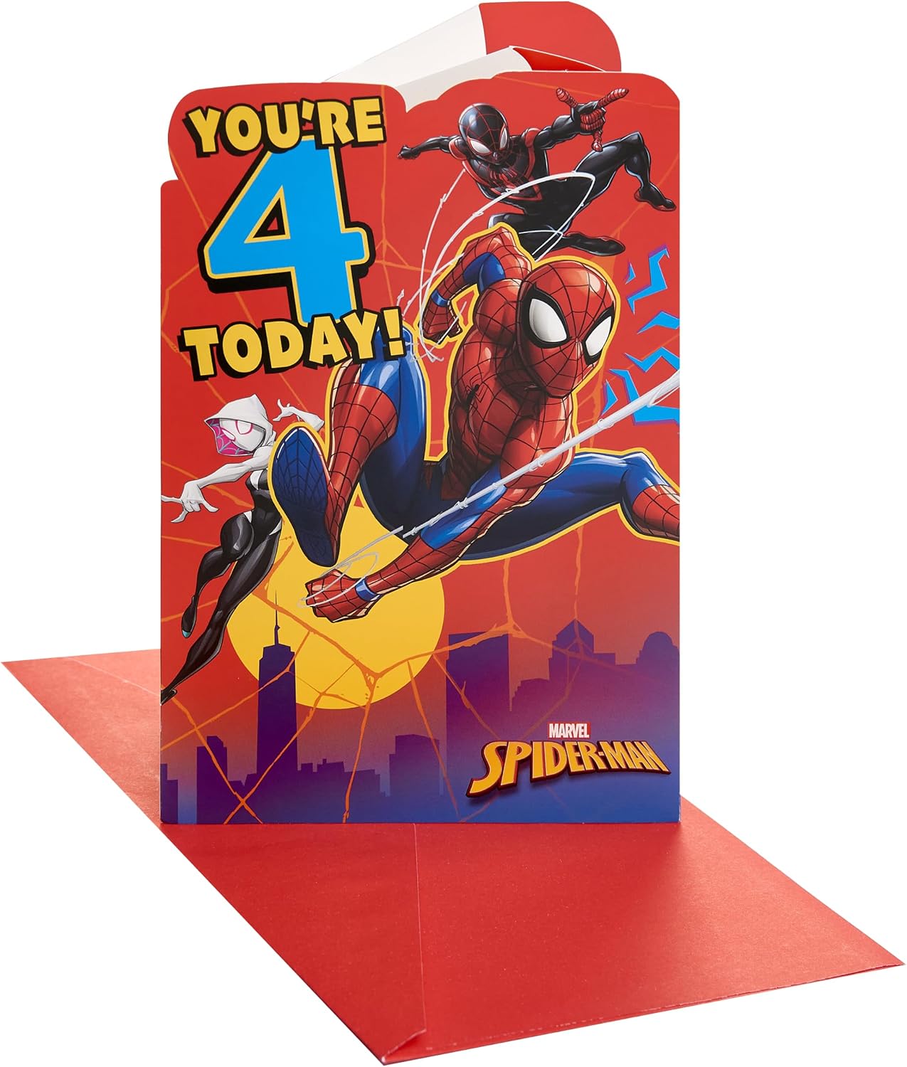 Marvel Spiderman Pop Up Design 4th Birthday Card