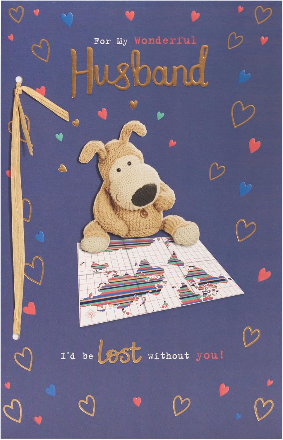 Boofle with World Map Husband Birthday Card