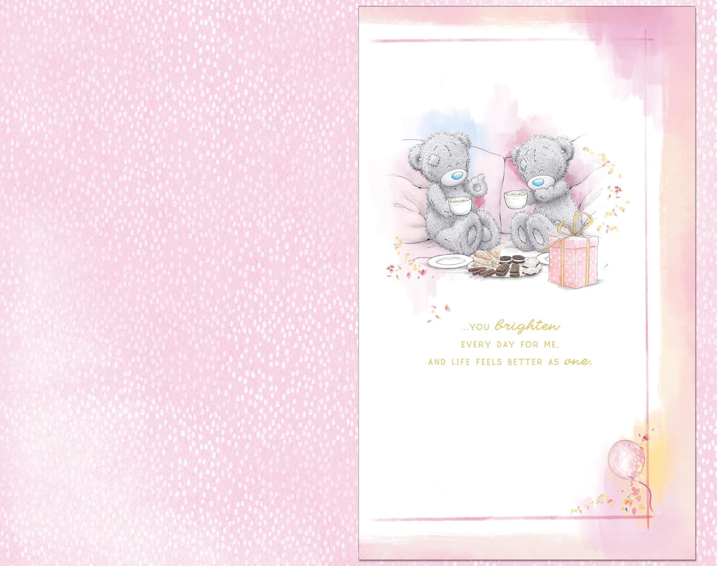 Bears Drinking Tea 'For My Beautiful Wife' Luxury Birthday Day Card With Bow