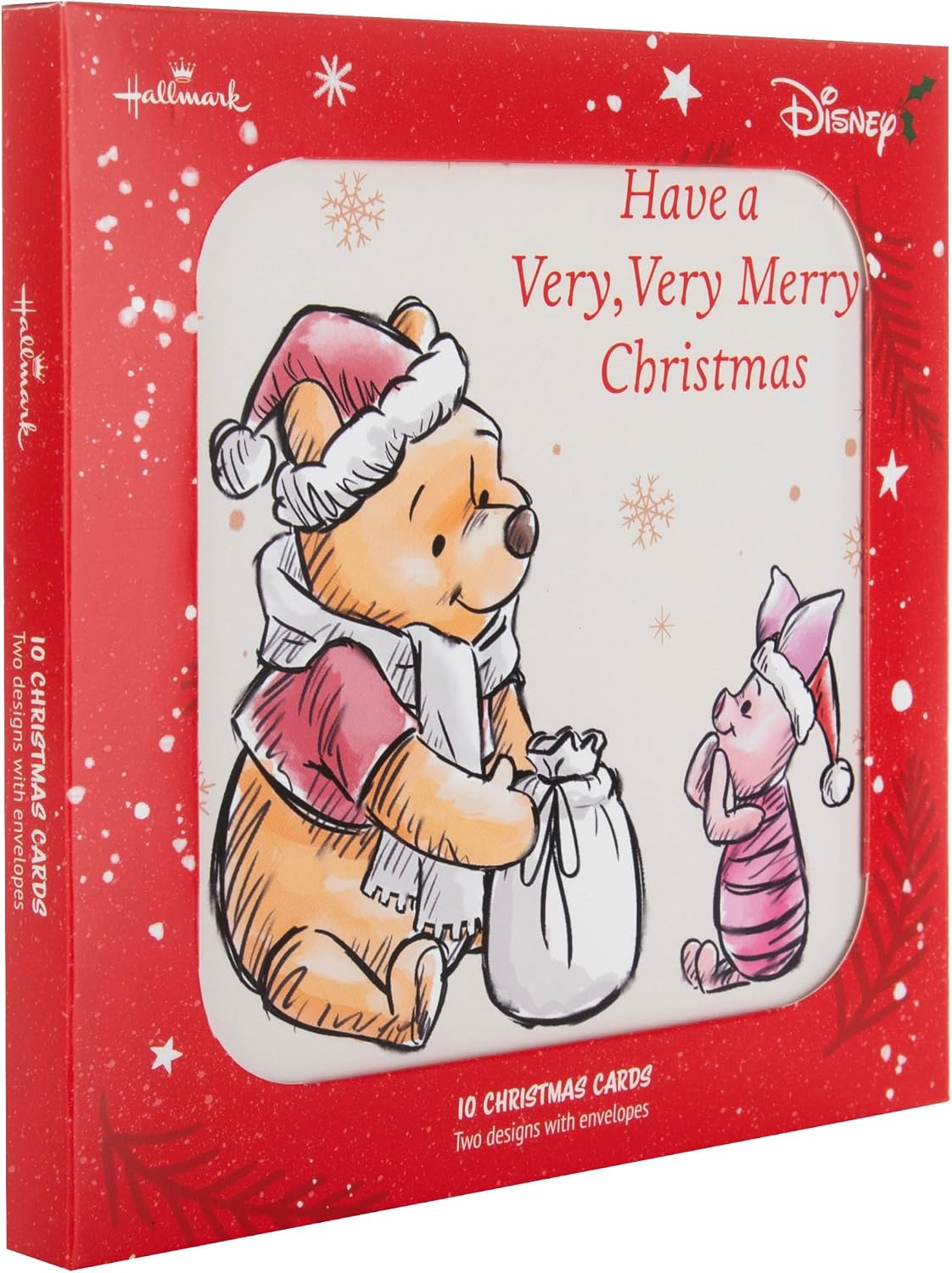 Disney Winnie the Pooh Pack of 10 in 2 Designs Christmas Cards