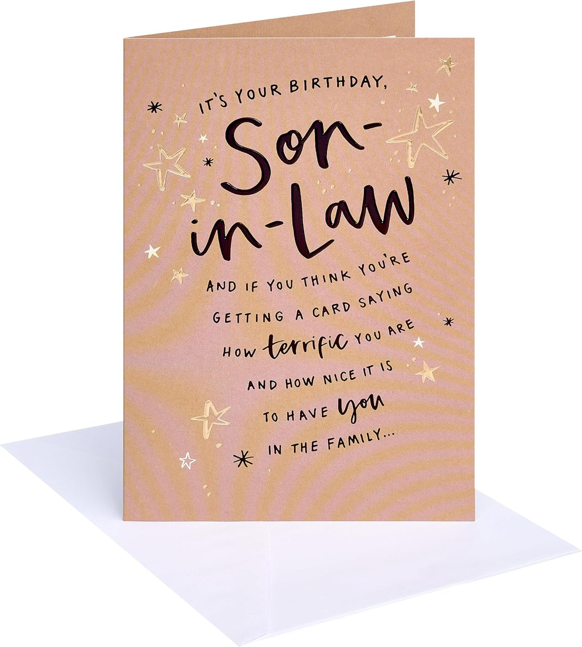 Lettering & Stars Design Son In Law Birthday Card