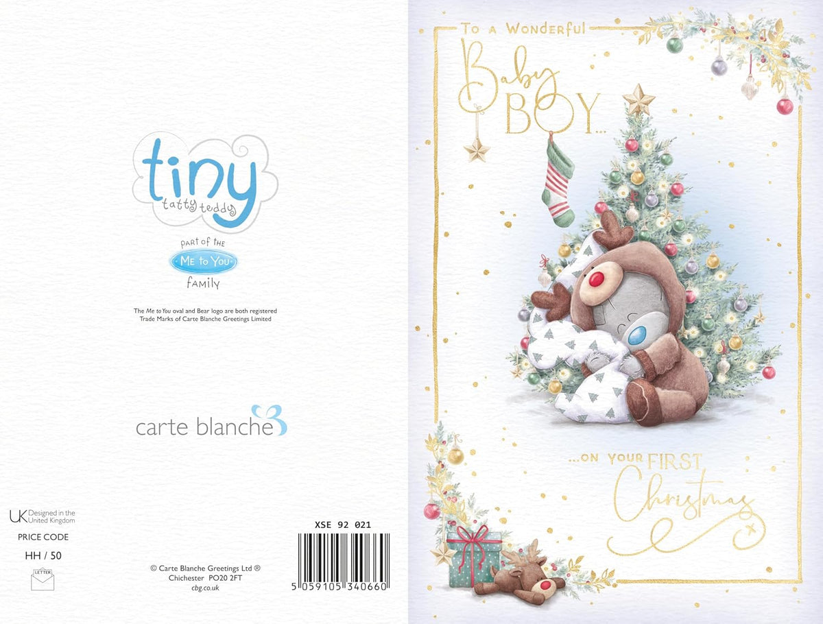 Bear In Reindeer Outfit Wonderful Baby Boy Christmas Card