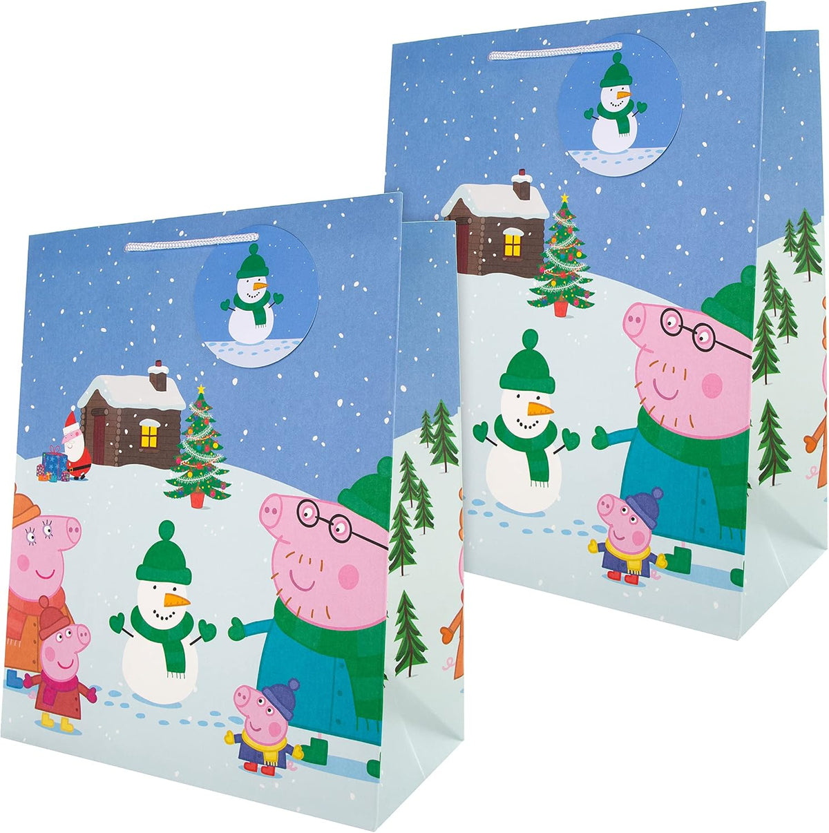 Peppa Pig Design Pack of 2 Large Christmas Gift Bags