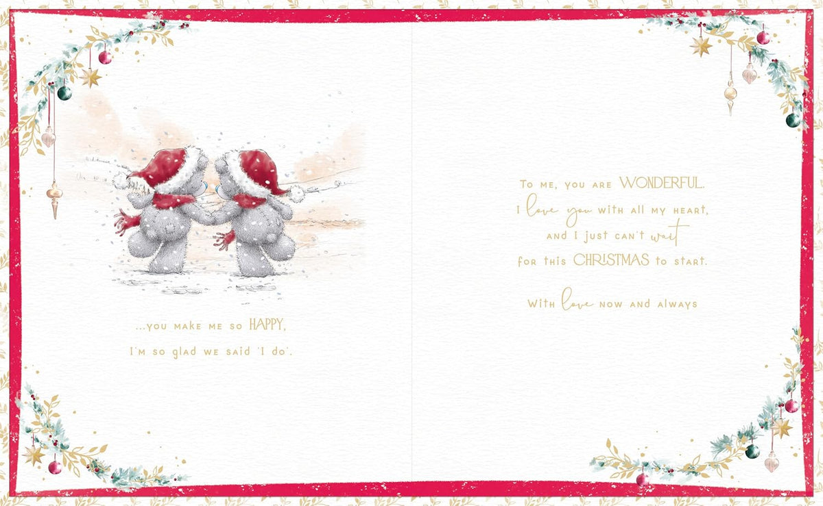 Bears On A Sledge in the Snow Wonderful Husband Boxed Christmas Card