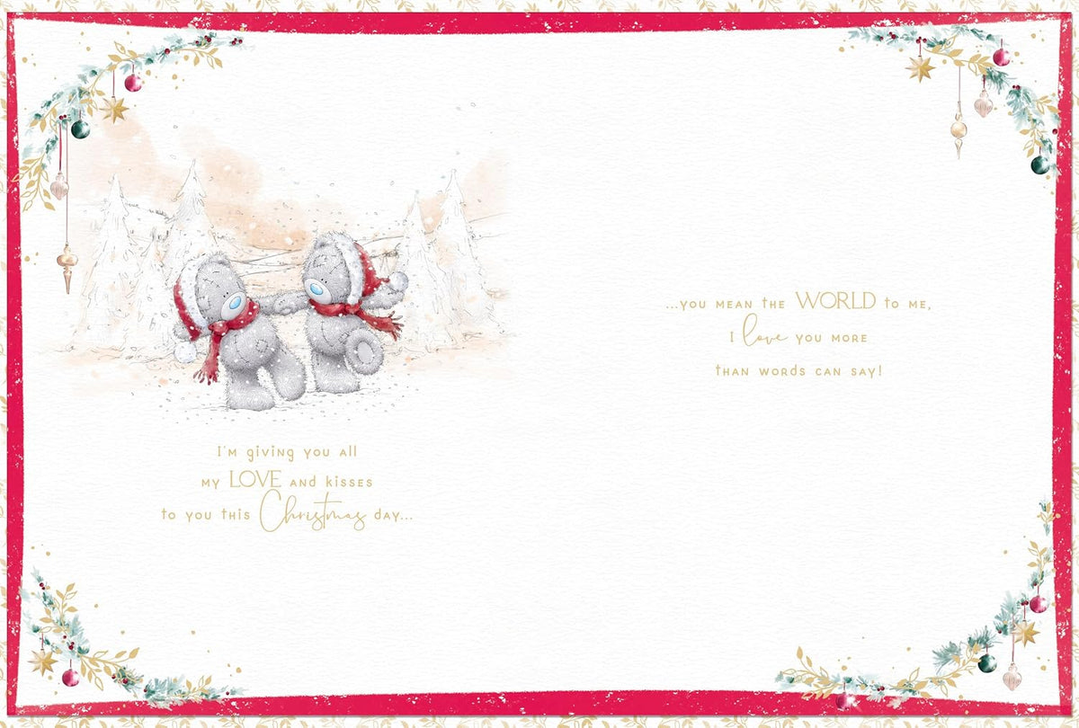 Bears Sit Snuggled Together In The Snow Wonderful Husband Luxury Boxed Christmas Card