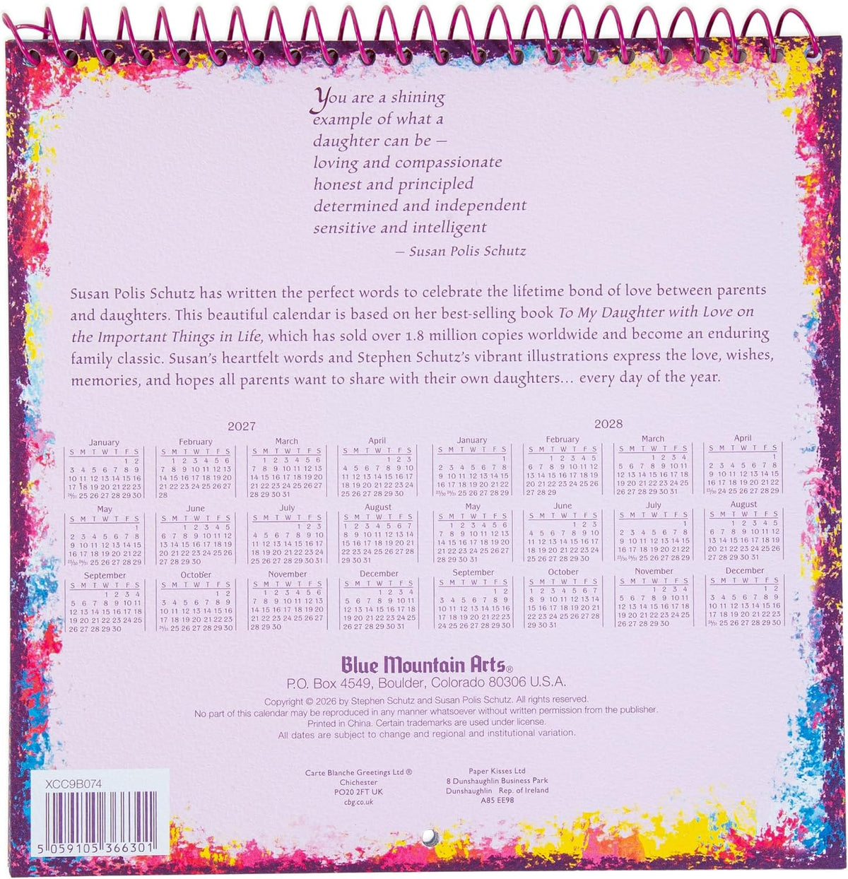 For My Beautiful Daughter Blue Mountain Arts Collection Hanging Wall Calendar