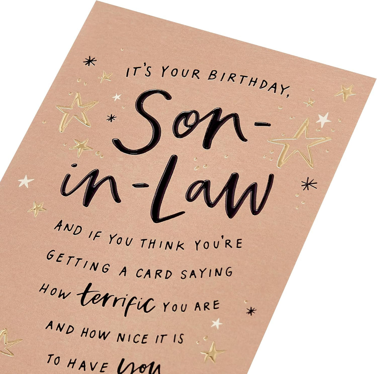 Lettering & Stars Design Son In Law Birthday Card