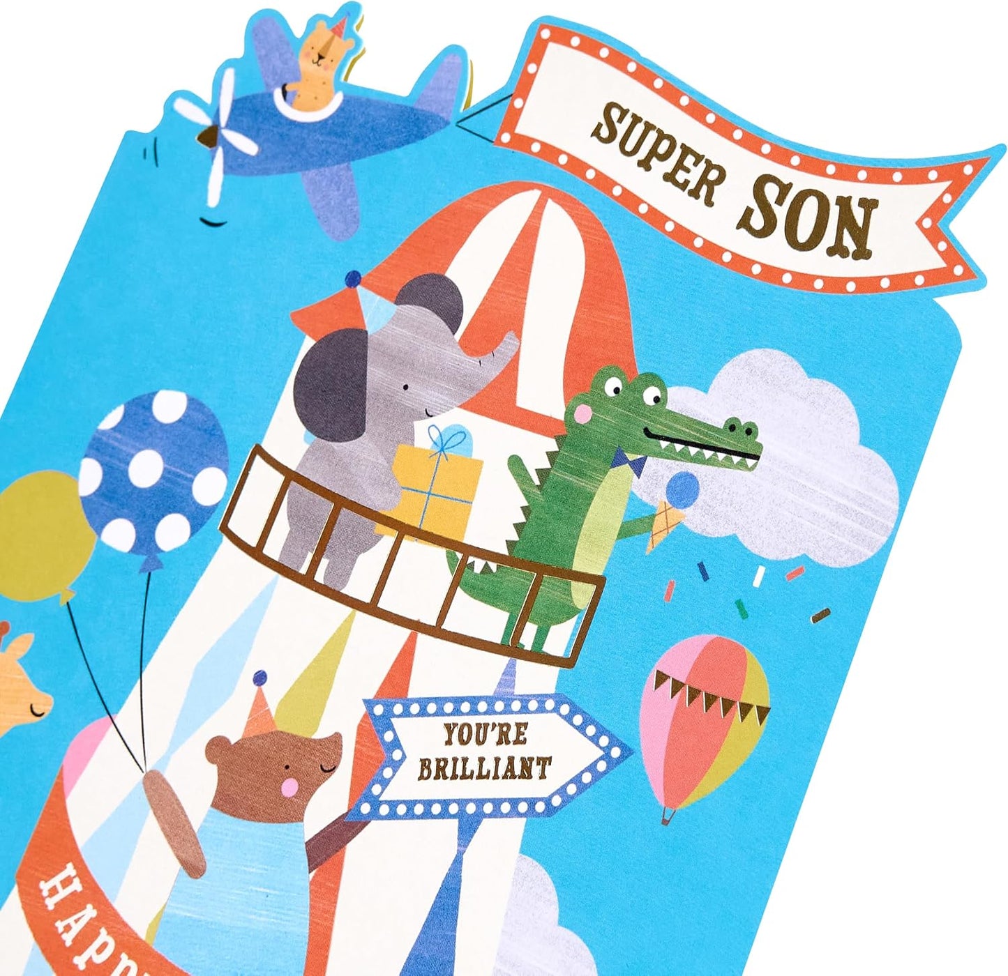 Safari Animals at Fun Fair Design Son Birthday Card