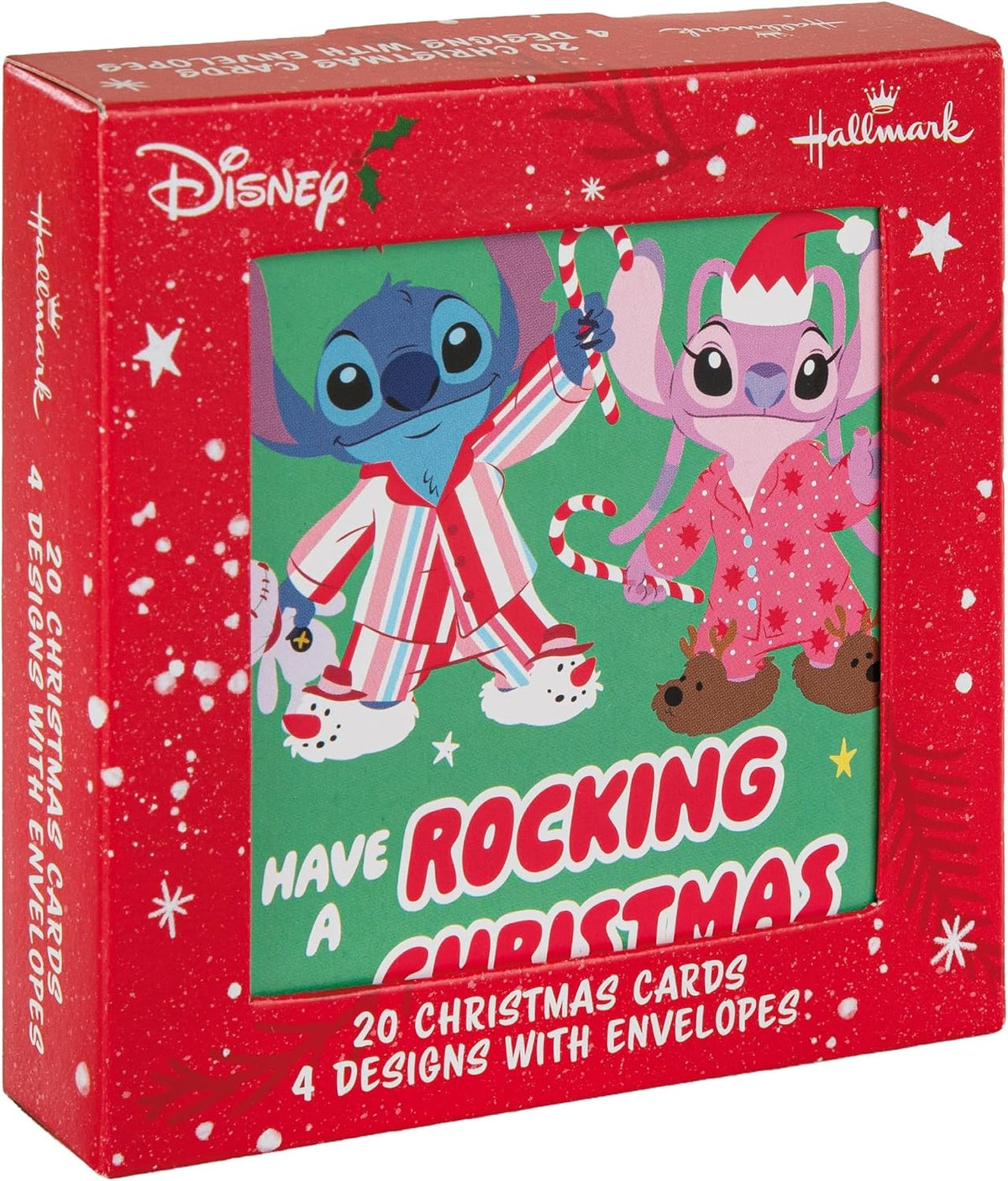 Disney Lilo & Stitch Pack of 20 in 4 Fun Designs Christmas Cards