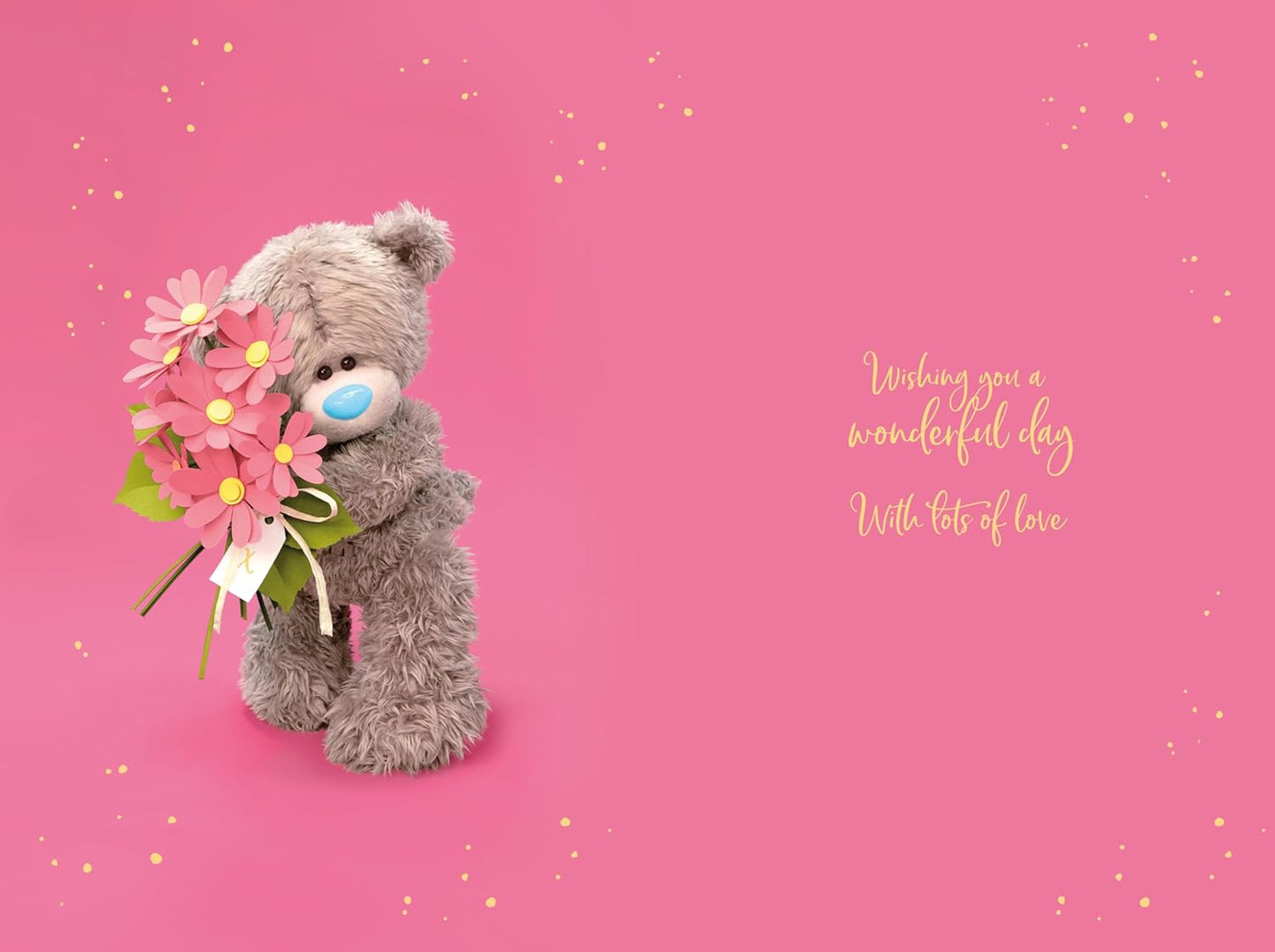 Bear With Flowers 3D Photo Finish Keepsake Special Sister Birthday Card
