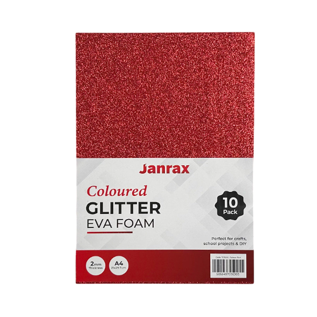Pack of 50 A4 Red Glitter EVA Foam Sheets