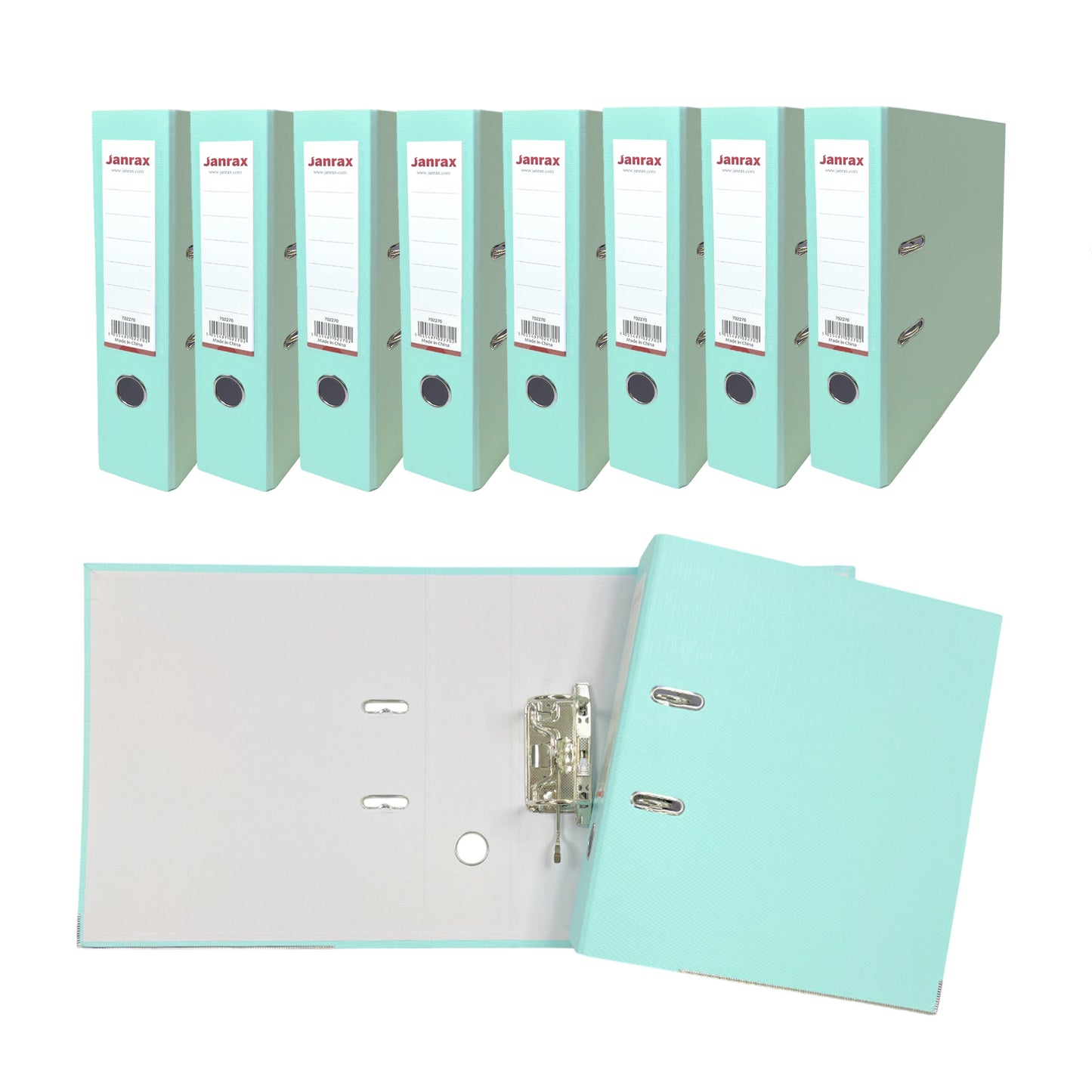 Pack of 10 A4 Pastel Green Paperbacked Lever Arch Files by Janrax