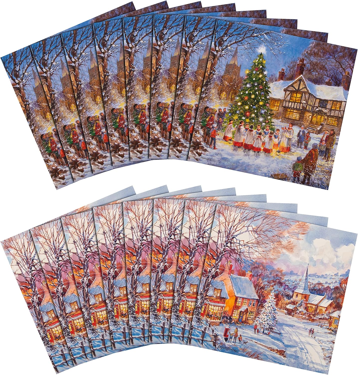 Festive Scene 16 Pack 2 Designs Charity Christmas Cards