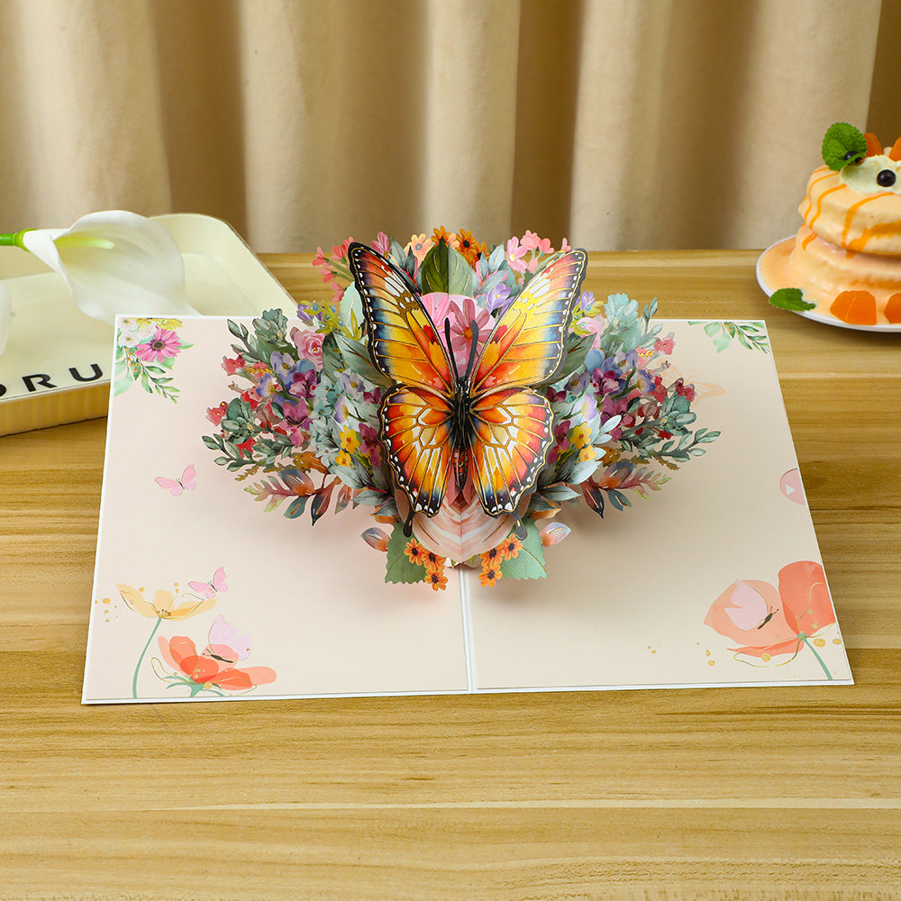 Sunset Glow Butterfly 3D Pop Up Greeting Card