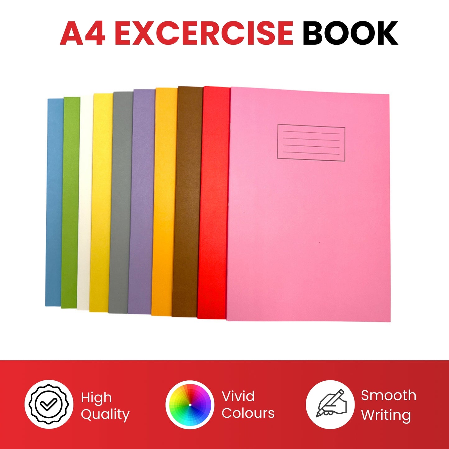 Pack of 10 Janrax A4 Assorted 80 Pages Feint and Ruled Exercise Books