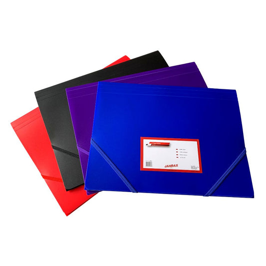 Pack of 12 A4 Assorted Colour 3 Flap Folders with Elasticated Closure