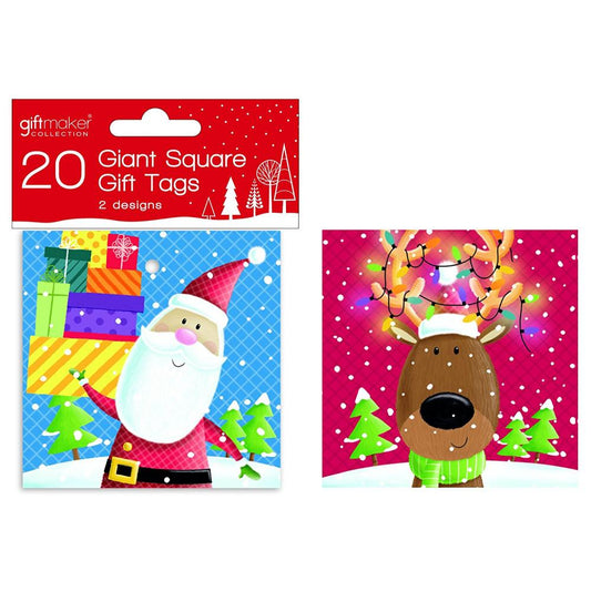 Pack of 20 Giant Square Kids Christmas Gift Tags