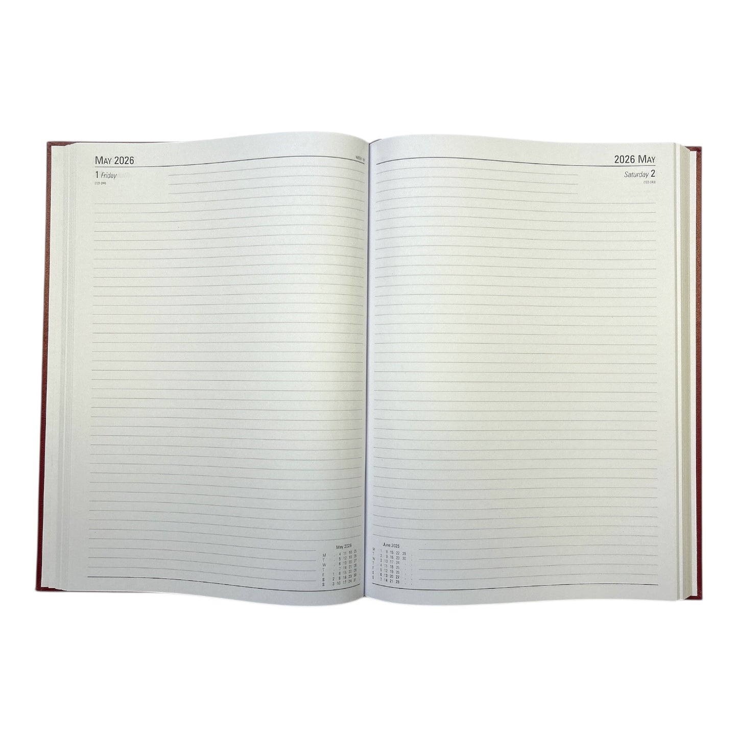 Janrax 2026 A4 Day Per Page Burgundy Desk Diary