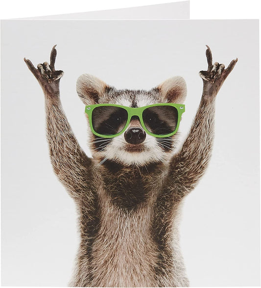 Rock n Roll Raccoon Funny Animal Blank Greeting Card