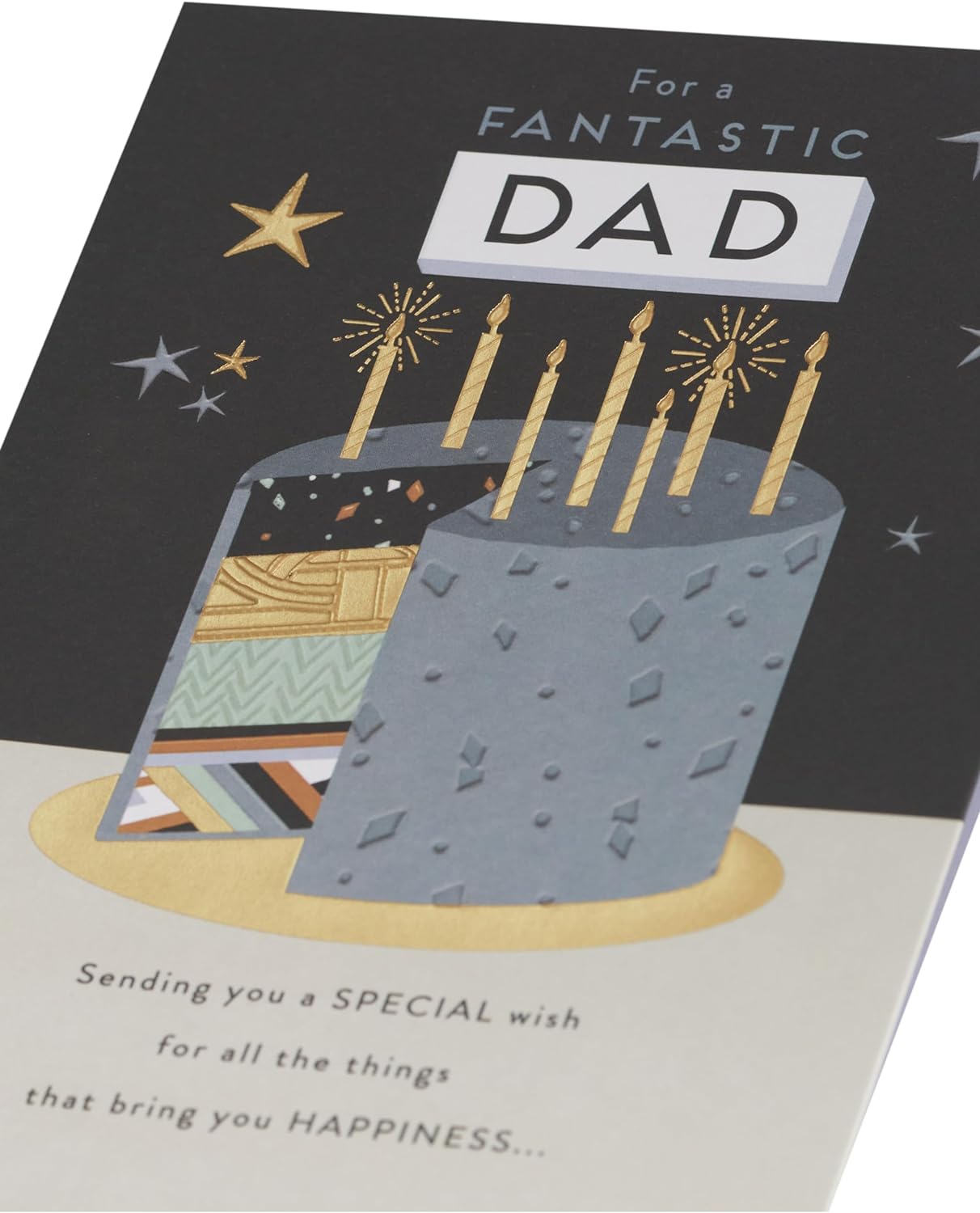 Gold Foil Cake Design Dad Birthday Card