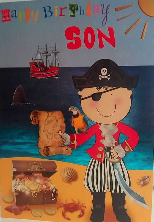 Happy Birthday Son Boy Pirate Treasure Birthday Greeting Card