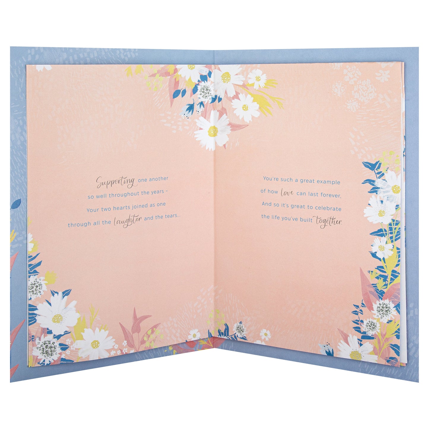 Blue Florals Design & Heartfelt Verse Mum & Dad Large Anniversary Card