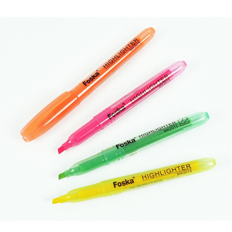 Pack of 12 Slim Green Highlighter Pens - Chisel Tip