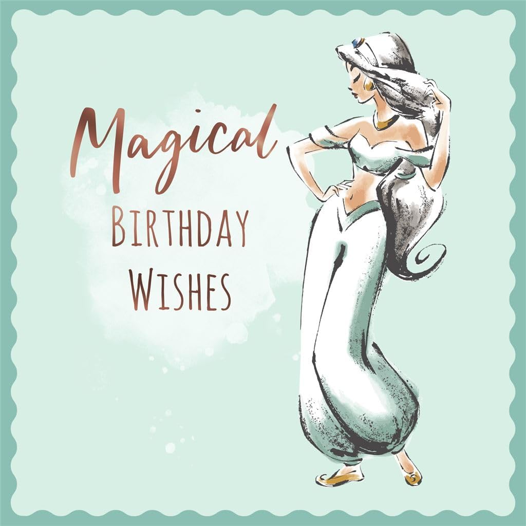 Magical Wishes Illustrated Jasmine Aladdin Design Birthday Card