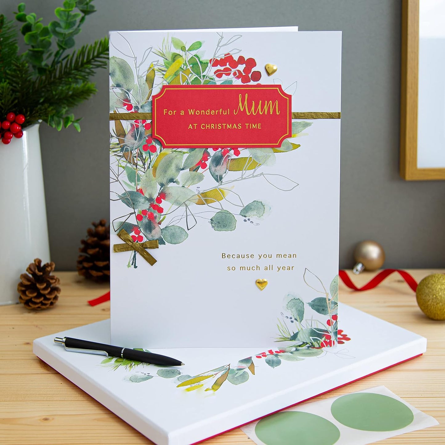 Classic Seasonal Foliage Design Mum Boxed Christmas Card