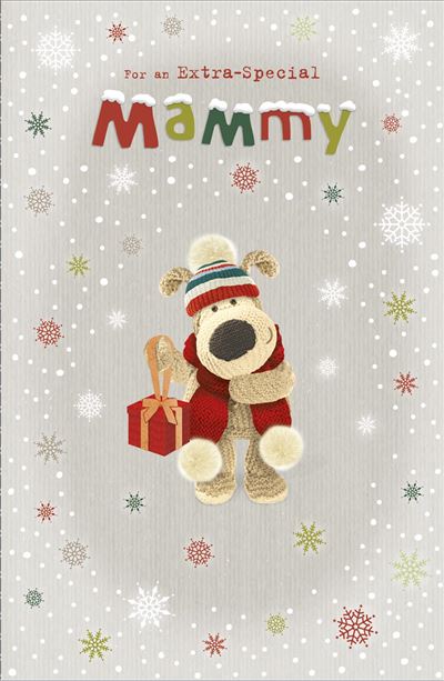 For Mammy Boofle Holding a Present Design Christmas Card