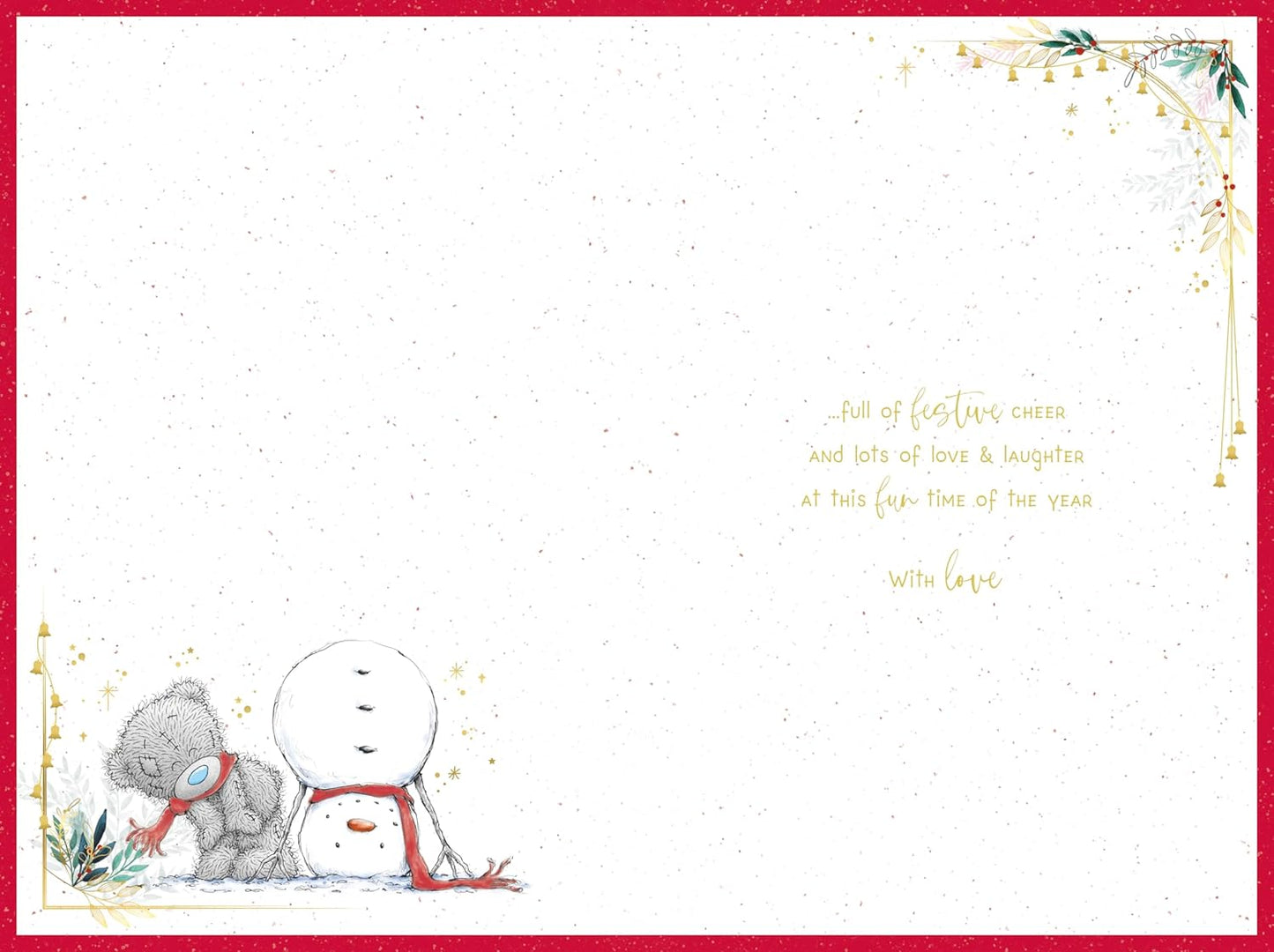 Bear Building Snowman Daddy Christmas Card