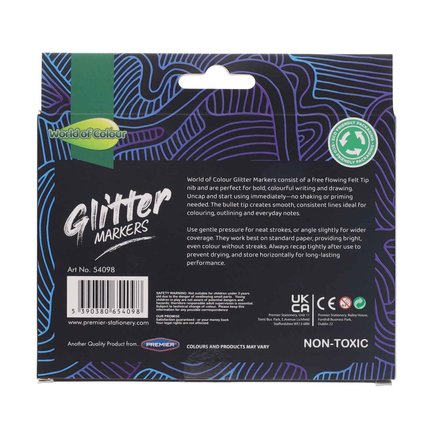 Pack of 10 Washable Glitter Markers by World of Colour