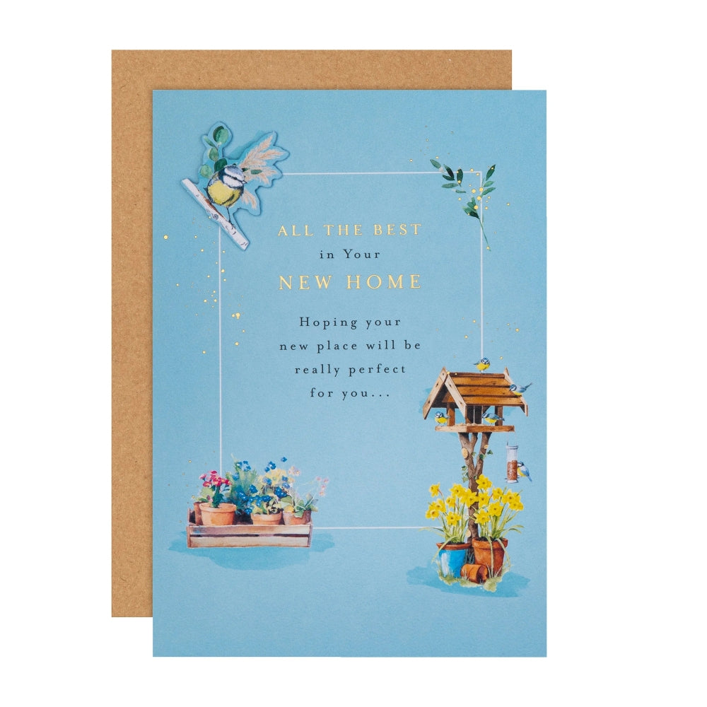Garden Birds & Flowers Design New Home Congratulations Card