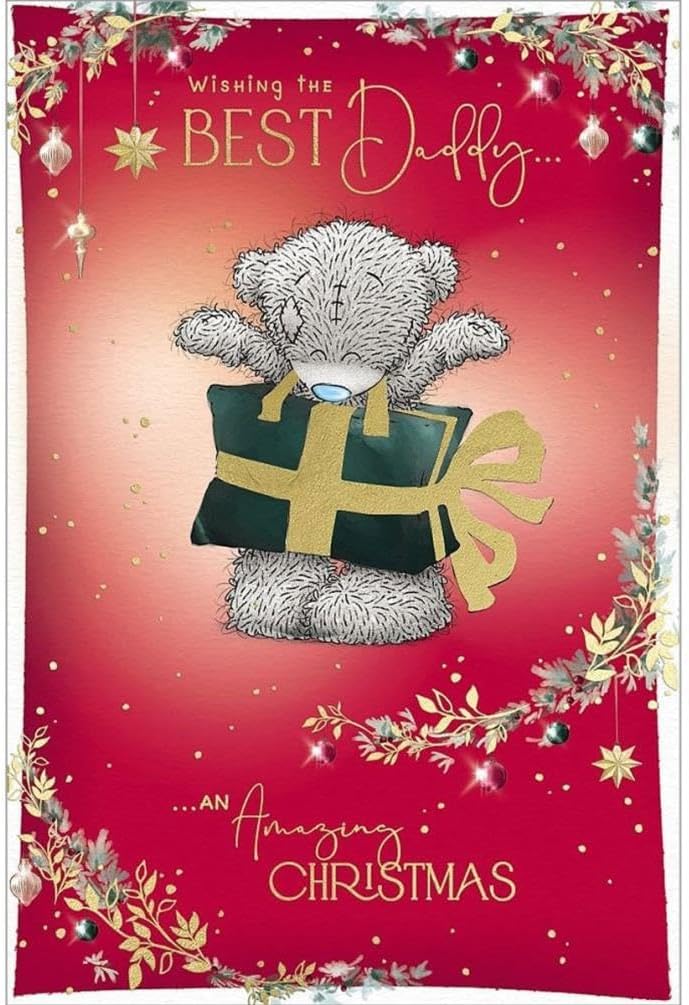 Bear With Gift Daddy Christmas Card