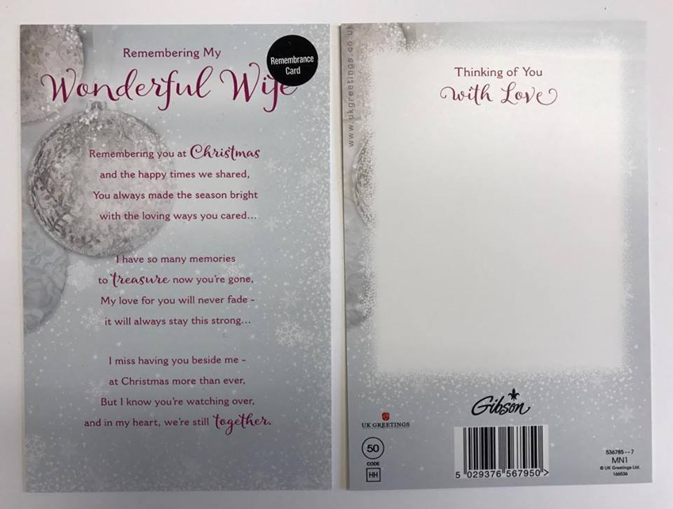 Remembrance Wonderful Wife Special Words Christmas Grave Memorial Card