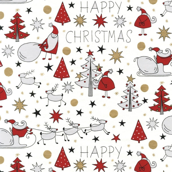 Single 2.5m x 70cm Christmas Design Festive Gift Wrap Roll