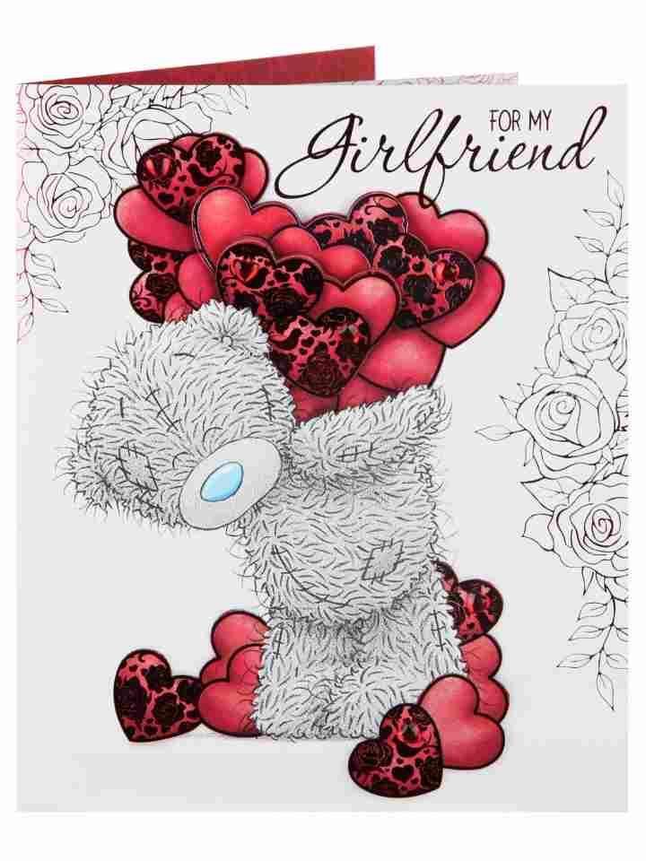 For My Girlfriend Me To You Handmade Heart Bouquet Luxury Valentine's Day Card
