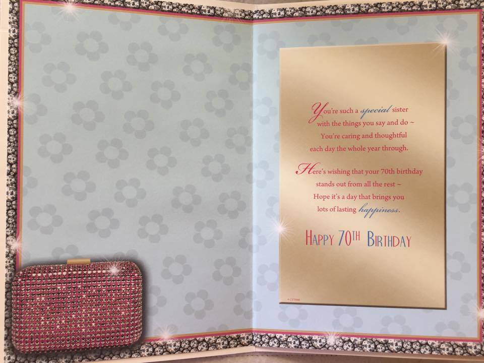 Xpress Yourself Sister 70 Celebrate Today! Medium Sized Style Birthday Card