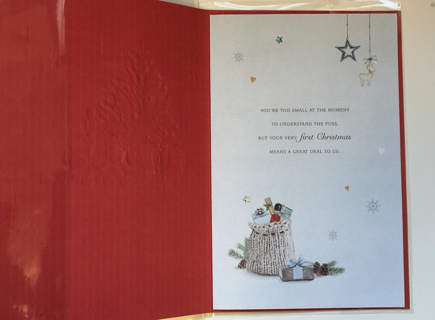 Sweet Sentiments Baby Boy 1st Christmas Greetings First Xmas Card