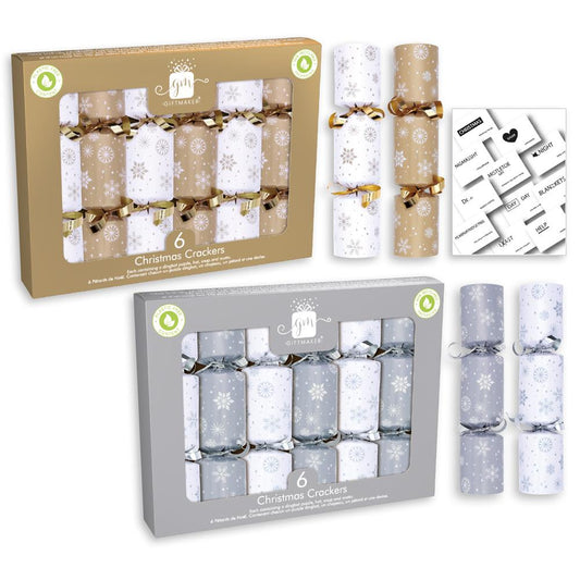 Pack of 6 6" Silver OR Gold Contemporary Design Christmas Crackers