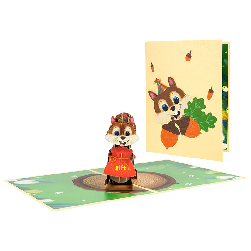 Charming Squirrel Nutty Celebration 3D Pop Up Greeting Card