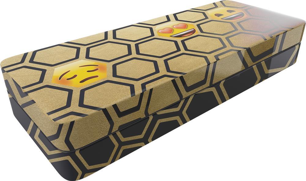 Emoji Black Metallic Tin Pencil Case