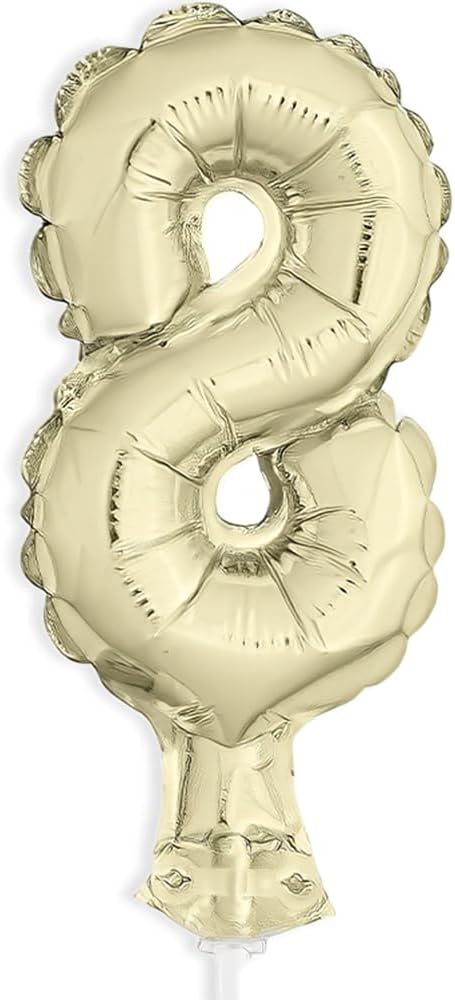 Gold Foil Number 8 Balloon Cake Topper 5"