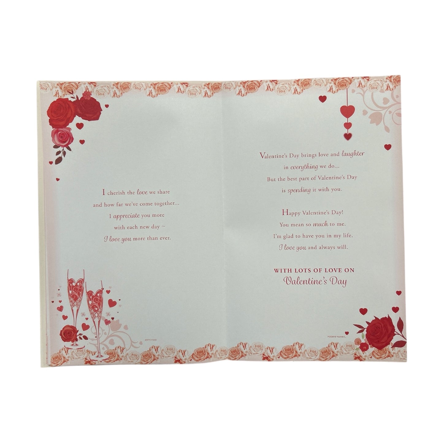 To My Wife Hearts and Champagne Glass 8 Page Insert Valentine's Day Card