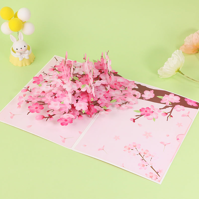 A Blooming Wish in Cherry Pink 3D Pop Up Greeting Card - Mother's Day Birthday Anniversary