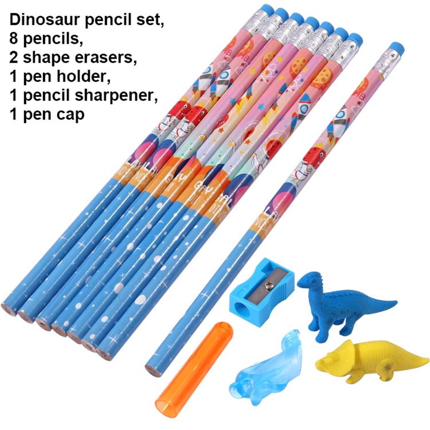 Dinosaur Themed Stationery Pencil Set With Eraser Sharpener